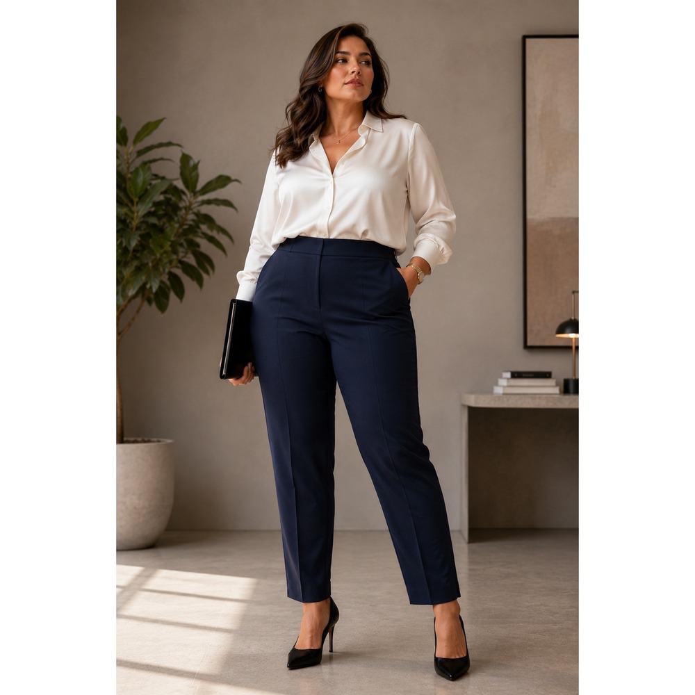Lafayette 148 New York Womens Pants Navy Blue Side Zip Ankle Pants Trousers 14